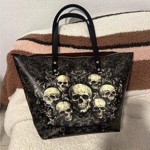 Edgy Black Skull Tote Bag